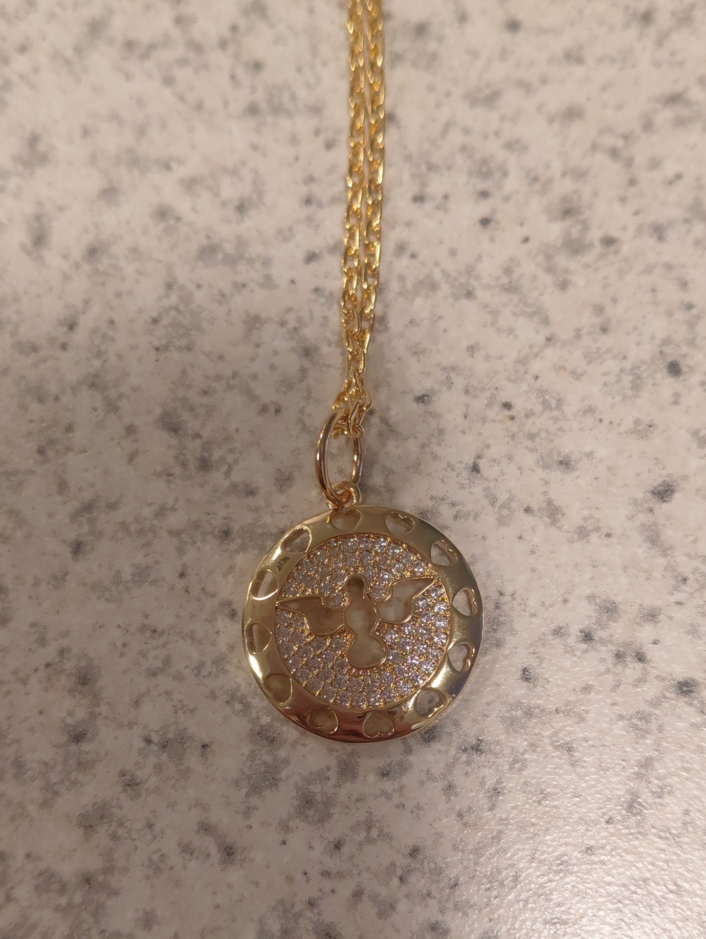 Gold-Tone Dove Pendant Necklace With Pav Crystals